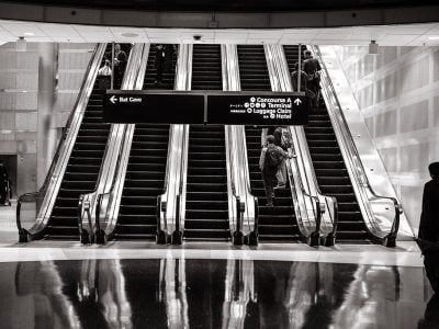 people on an escalator