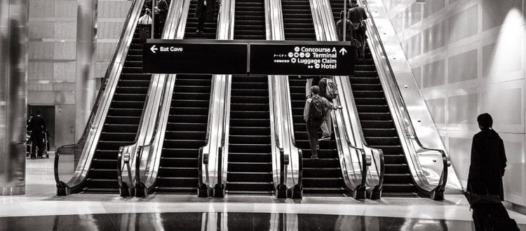 people on an escalator